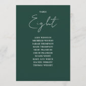 Carte de siège moderne Emerald Green Numéro du tab (Devant)