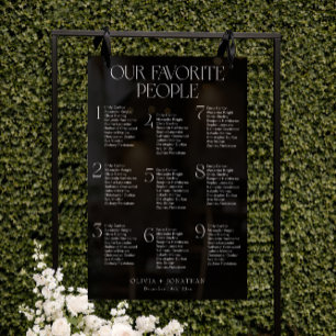 Carte de siège noir Mariage 9 tables Symbole acryl