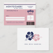 Carte de siège Pink and Navy Hibiscus Boarding Pas (Devant / Derrière)