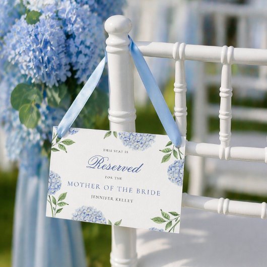 Carte de siège réservé de mariage à l'hydrangea bl