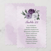Carte de siège romantique violet blanc verdure (Devant / Derrière)