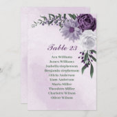 Carte de siège romantique violet blanc verdure (Devant / Derrière)