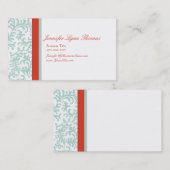 Carte de siège rouge et bleu en damas de fleurs (Devant / Derrière)