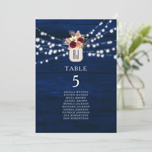 Carte de siège Rustic Navy (Debout devant)