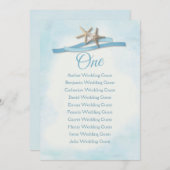 Carte de siège Starfish Ribbon Blue Table One (Devant / Derrière)