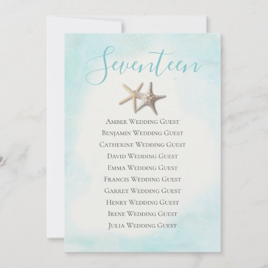 Carte de siège Starfish Table 17 (Devant)