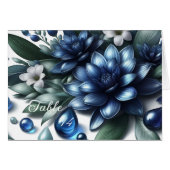 Carte de siège unique Blue Paint Hydrangea Table (Devant Horizontal)