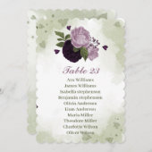 Carte de siège vert aux fleurs violettes foncées (Devant / Derrière)