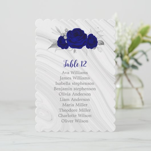 carte de sièges à fleurs bleu royal (Debout devant)