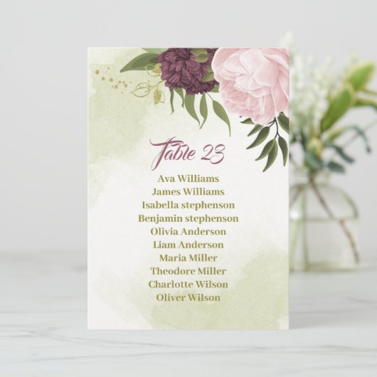 carte de sièges à fleurs roses (Debout devant)
