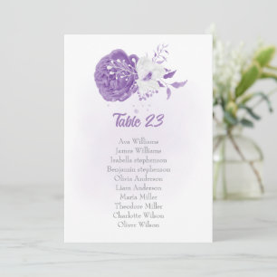 carte de sièges botanique romantique blanc pourpre