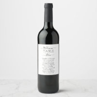 Carte de sièges, Étiquettes de bouteilles de vin,