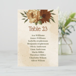 carte de sièges fleuris en terre cuite rustique