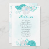 carte de sièges fleurs blanches turquoise (Devant / Derrière)