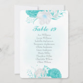 carte de sièges fleurs blanches turquoise (Devant)