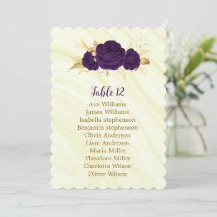 carte de sièges géométrique à fleurs d'or violet r