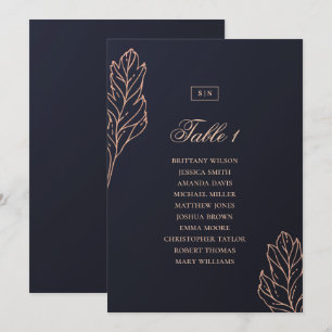 Carte de sièges mariage en or de la marine