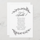 Carte de sièges mariage simple fleurie. Tableau 1 (Devant / Derrière)