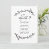 Carte de sièges mariage simple fleurie. Tableau 3 (Debout devant)