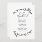 Carte de sièges mariage simple fleurie. Tableau 3 (Devant / Derrière)