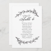 Carte de sièges mariage simple fleurie. Tableau 4 (Devant / Derrière)