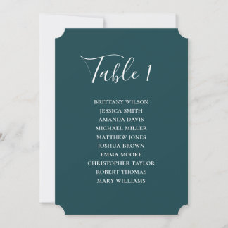 Carte de sièges turquoise simple pour mariage. Écr