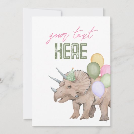 Carte de signalisation de fête de dinosaure modifi (Devant)