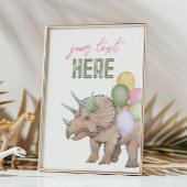 Carte de signalisation de fête de dinosaure modifi