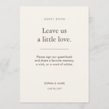 Carte de signalisation de livre d'or de mariage Me