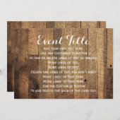 Carte de signalisation de table en bois de grange (Devant / Derrière)