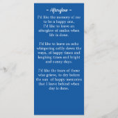 Carte de Signet pour les funérailles commémorative (Dos)