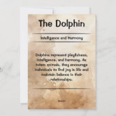 Carte de signification animale Dolphin Totem Spiri (Dos)