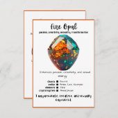 Carte de signification de cristal Opale Fire (Devant / Derrière)