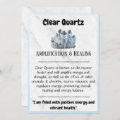 Carte de signification de cristal - Quartz clair (Devant / Derrière)