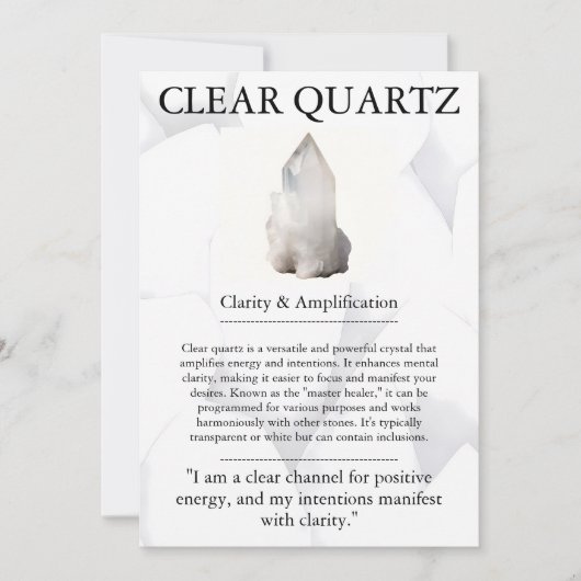 Carte de signification de cristal - Quartz clair (Devant)