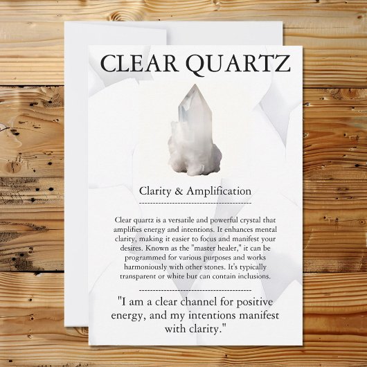 Carte de signification de cristal - Quartz clair