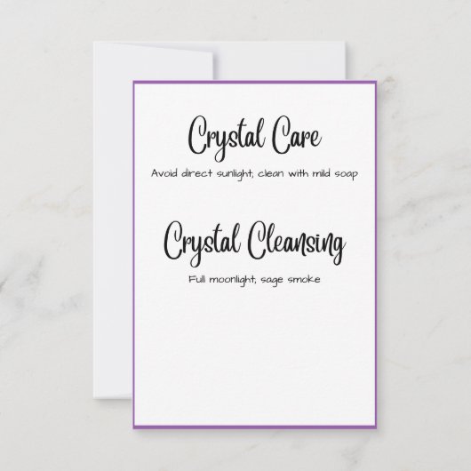 Carte de signification du cristal d'Améthyste (Dos)