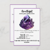 Carte de signification du cristal d'Améthyste (Devant / Derrière)