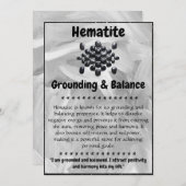 Carte de signification du cristal d'hématite (Devant / Derrière)