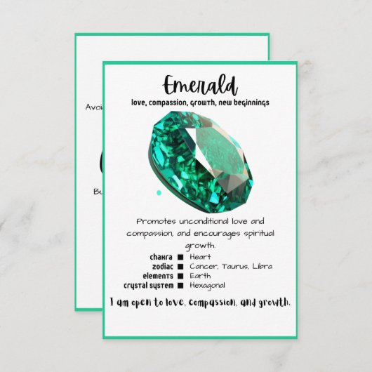 Carte de signification Emerald Crystal (Devant / Derrière)