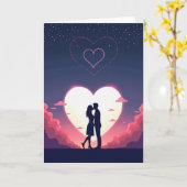Carte de silhouette d'amour minimaliste (Fleur jaune)