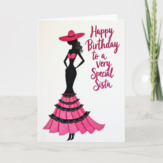 Carte de silhouette d'anniversaire chic (Devant)