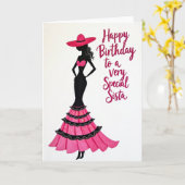 Carte de silhouette d'anniversaire chic (Fleur jaune)