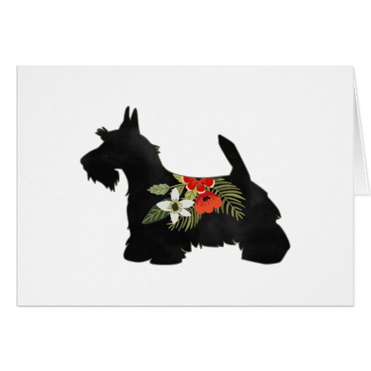 Carte de silhouette florale Scottie Chien de race (Devant horizontal)