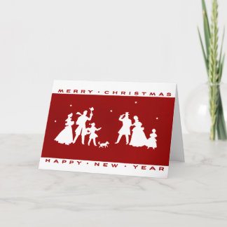 Carte de silhouette rouge Vintage Noël