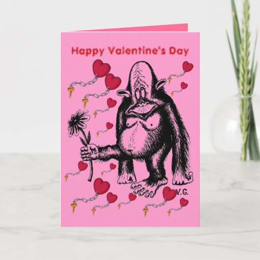 Carte de singe drôle de la Saint Valentin (Devant)