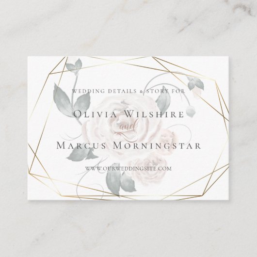 Carte de site mariage | Aquarelle Rose poussiéreus (Devant)