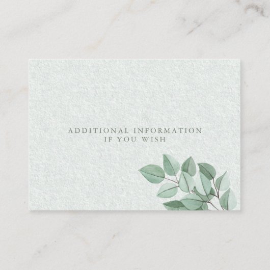 Carte de site mariage | Elégant Eucalypse aquarell (Dos)