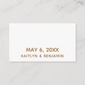 Carte de site Mariage Gold & White Typography (Dos)