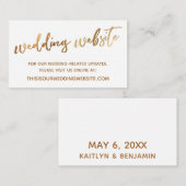 Carte de site Mariage Gold & White Typography (Devant / Derrière)